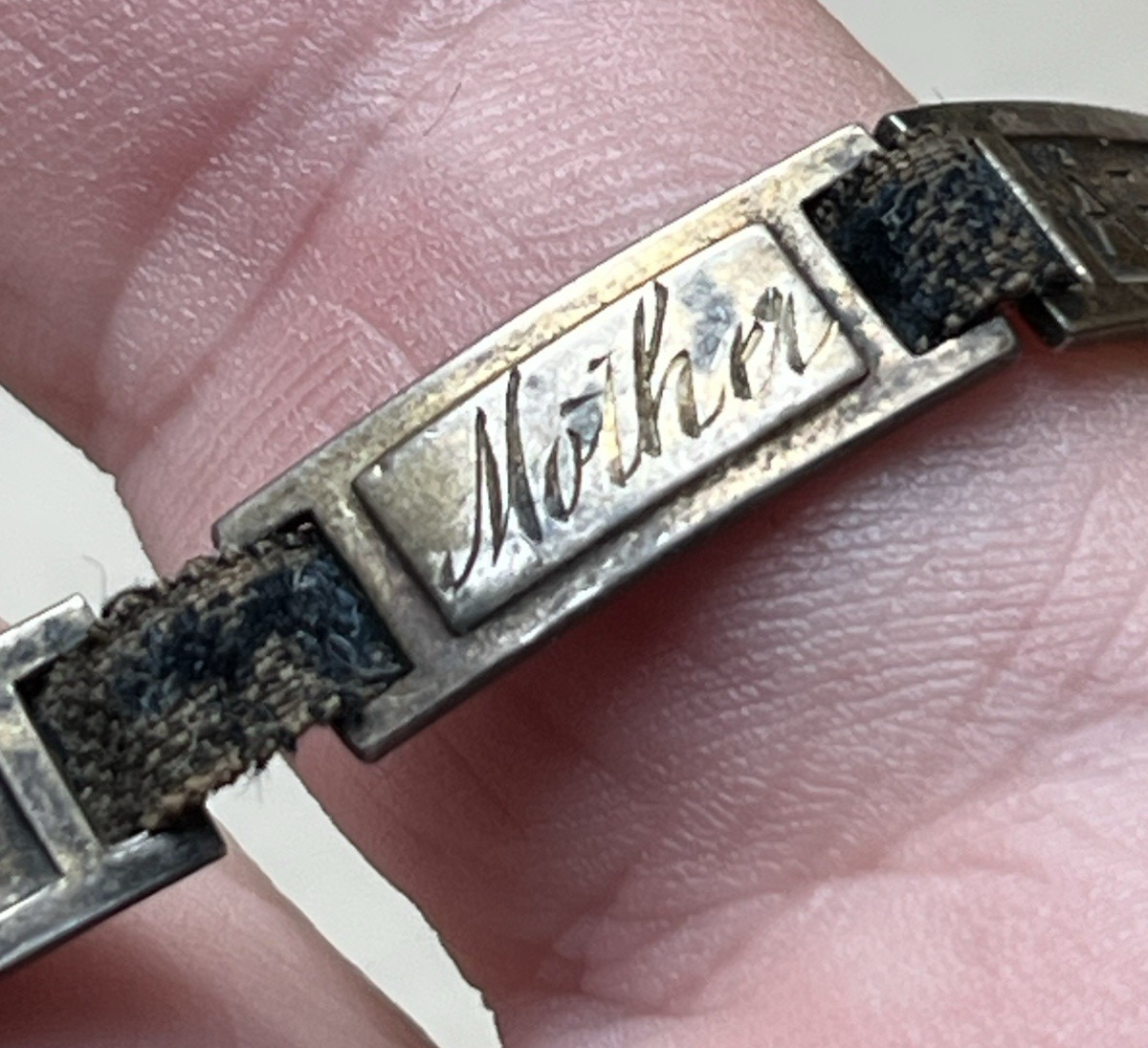 WWI AEF Sweetheart Bob-O-Link Bracelet Sterling JMF Co Original Ribbon Antique