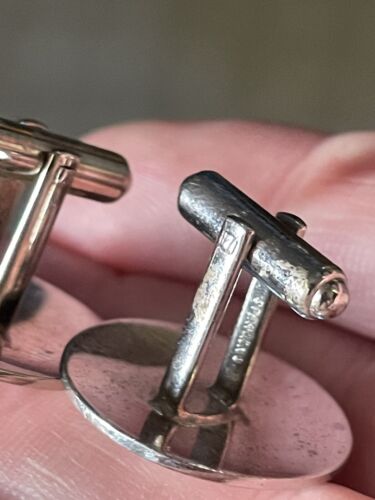 Elegant Simple Smooth Round Sterling Silver Cufflinks Stamped Sterling 9.6 g