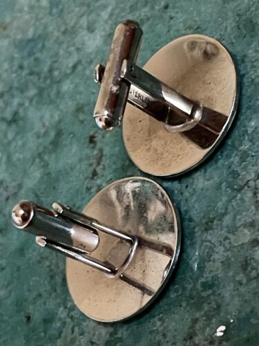 Elegant Simple Smooth Round Sterling Silver Cufflinks Stamped Sterling 9.6 g