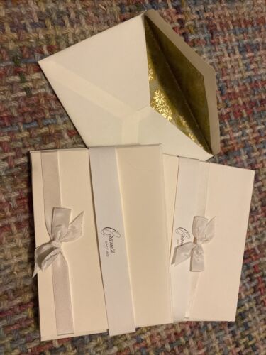 Crane & Co Stationery 10 Lined Envelopes & 10 Cards Kid Finish Cream V