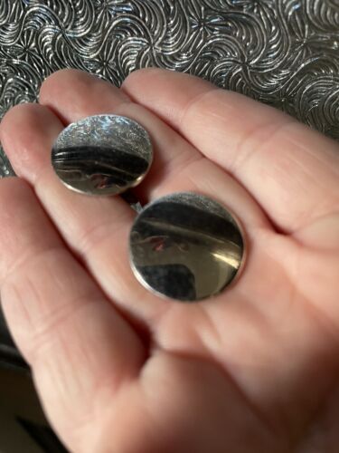 Elegant Simple Smooth Round Sterling Silver Cufflinks Stamped Sterling 9.6 g