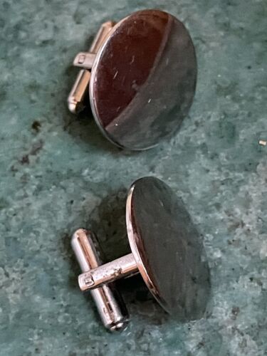 Elegant Simple Smooth Round Sterling Silver Cufflinks Stamped Sterling 9.6 g