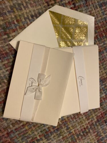 Crane & Co Stationery 10 Lined Envelopes & 10 Cards Kid Finish Cream V