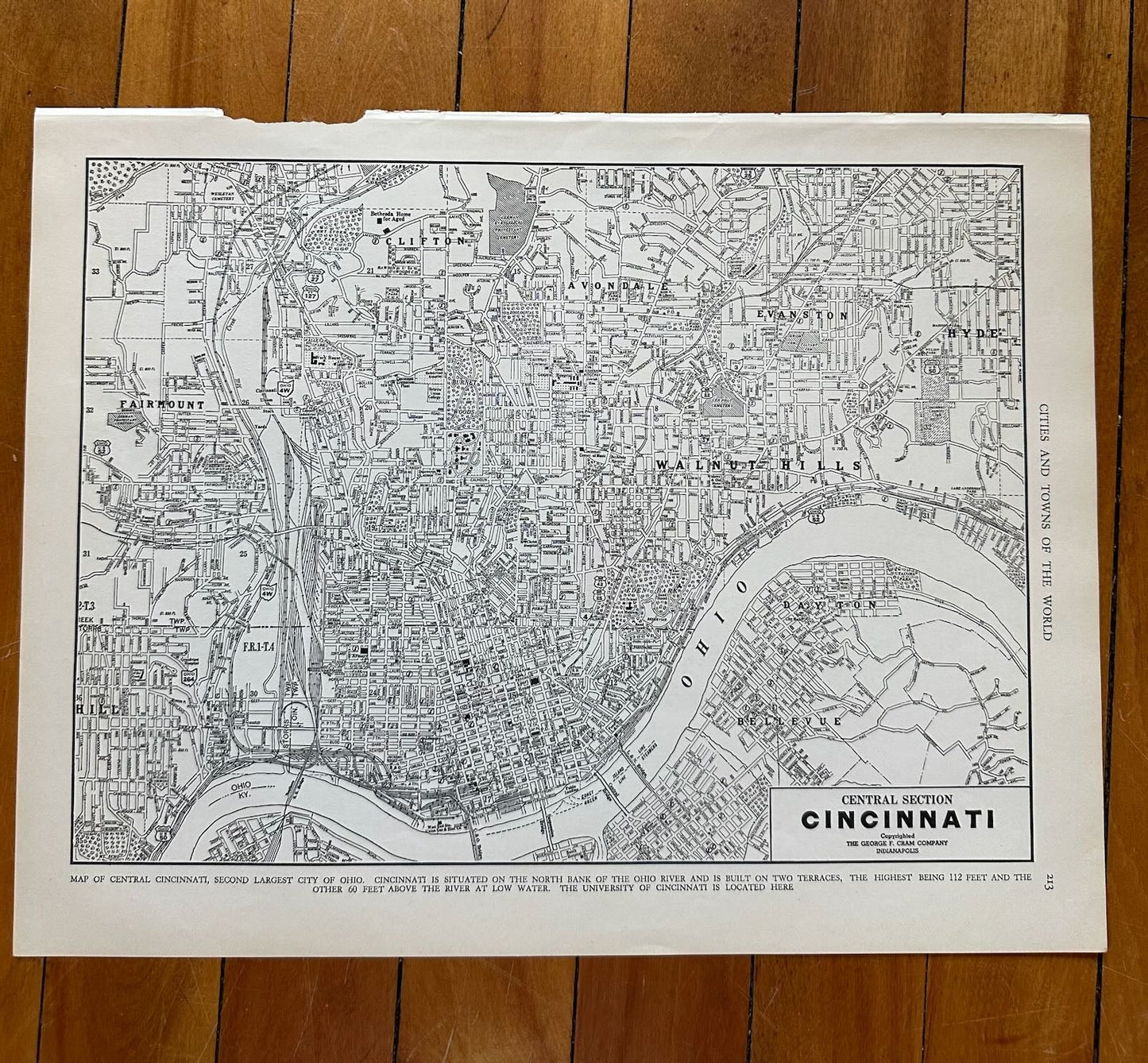 photo of original 1930s street-level city map