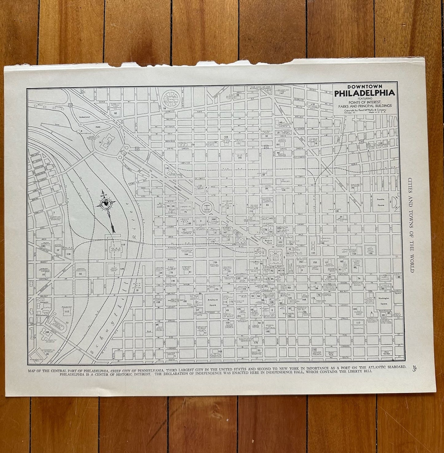 photo of original 1930s street-level city map