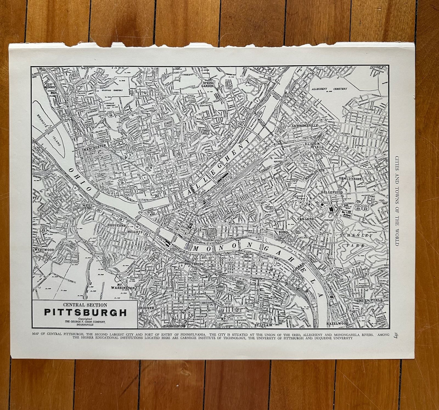 photo of original 1930s street-level city map