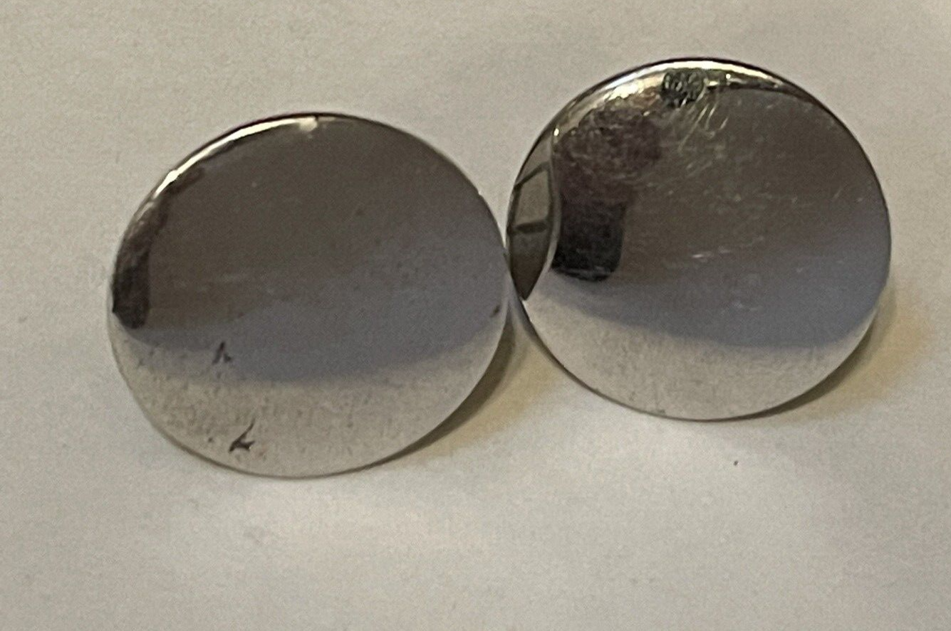 Elegant Simple Smooth Round Sterling Silver Cufflinks Stamped Sterling 9.6 g