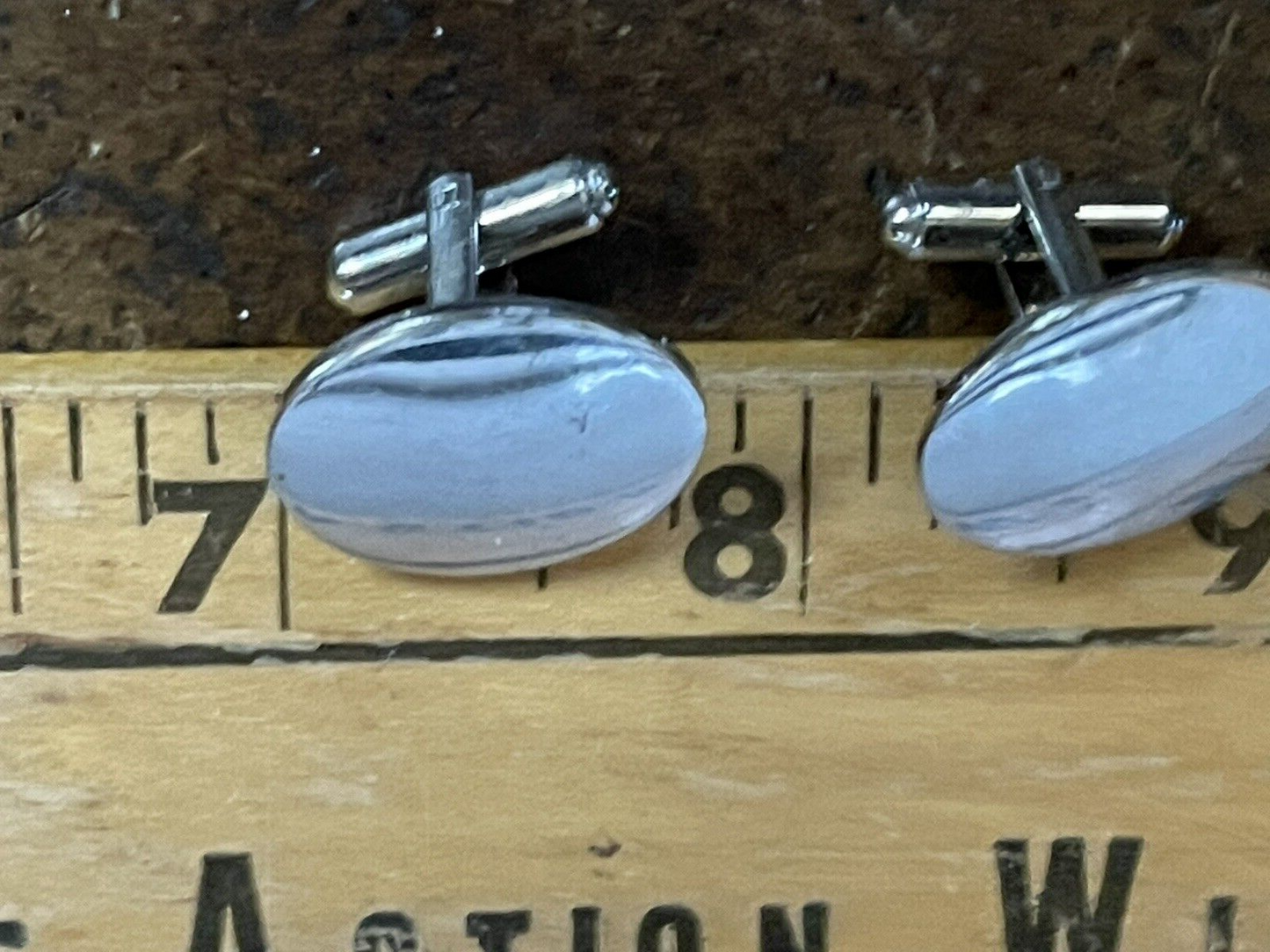 Elegant Simple Smooth Round Sterling Silver Cufflinks Stamped Sterling 9.6 g