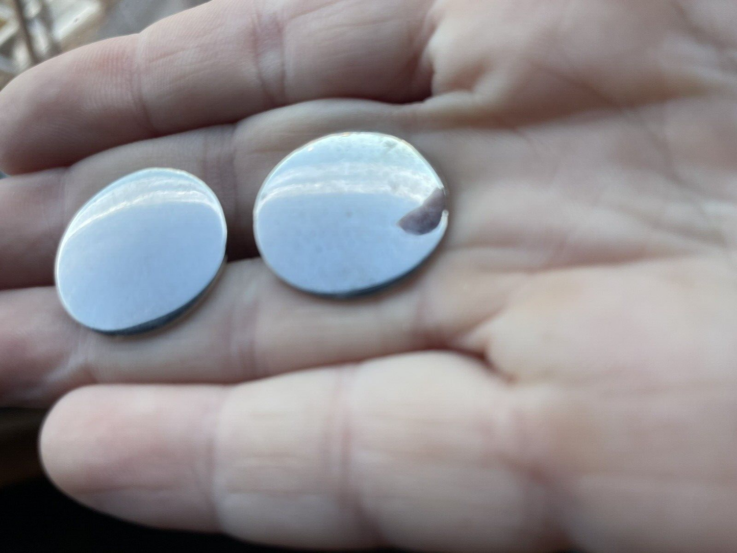 Elegant Simple Smooth Round Sterling Silver Cufflinks Stamped Sterling 9.6 g