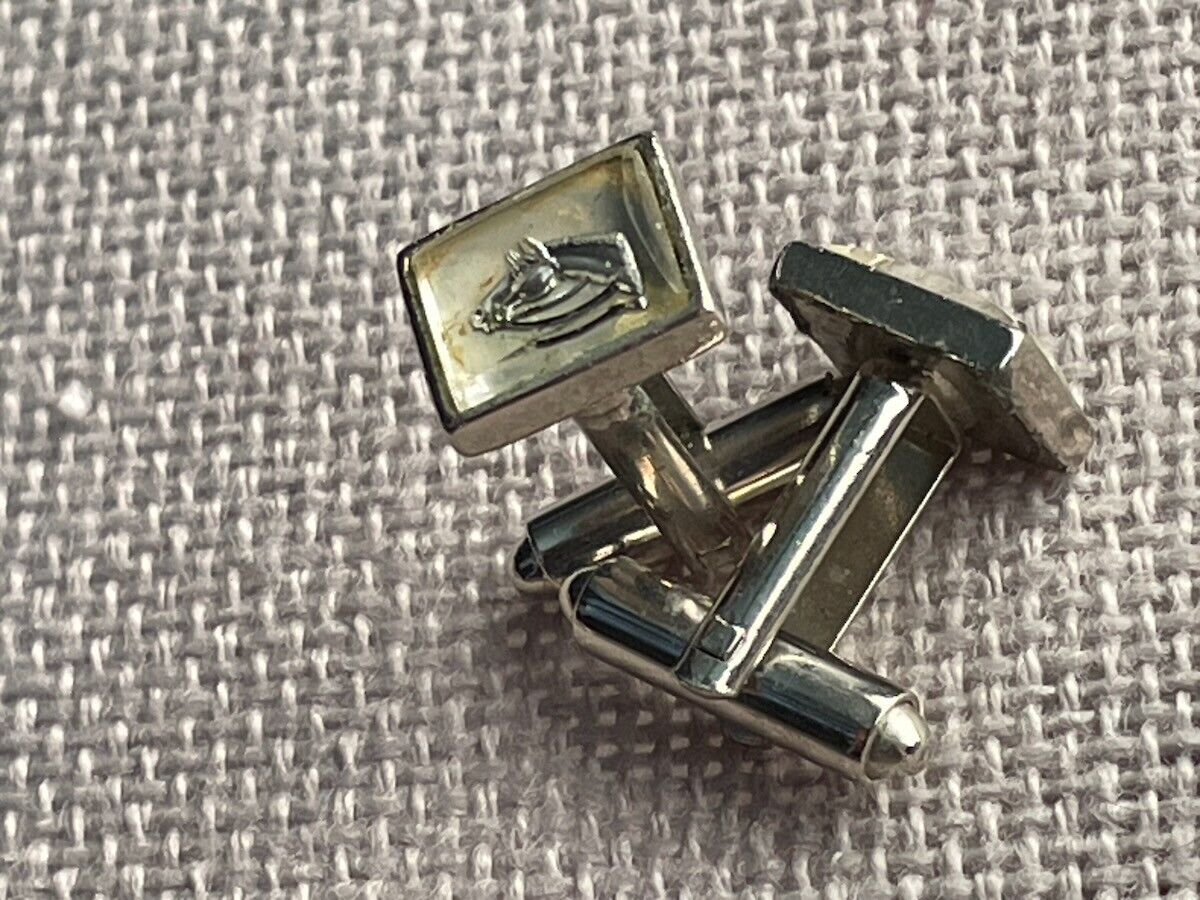 Vintage Equestrian Cuff Links Horse Head Encased In Shadow Box Style
