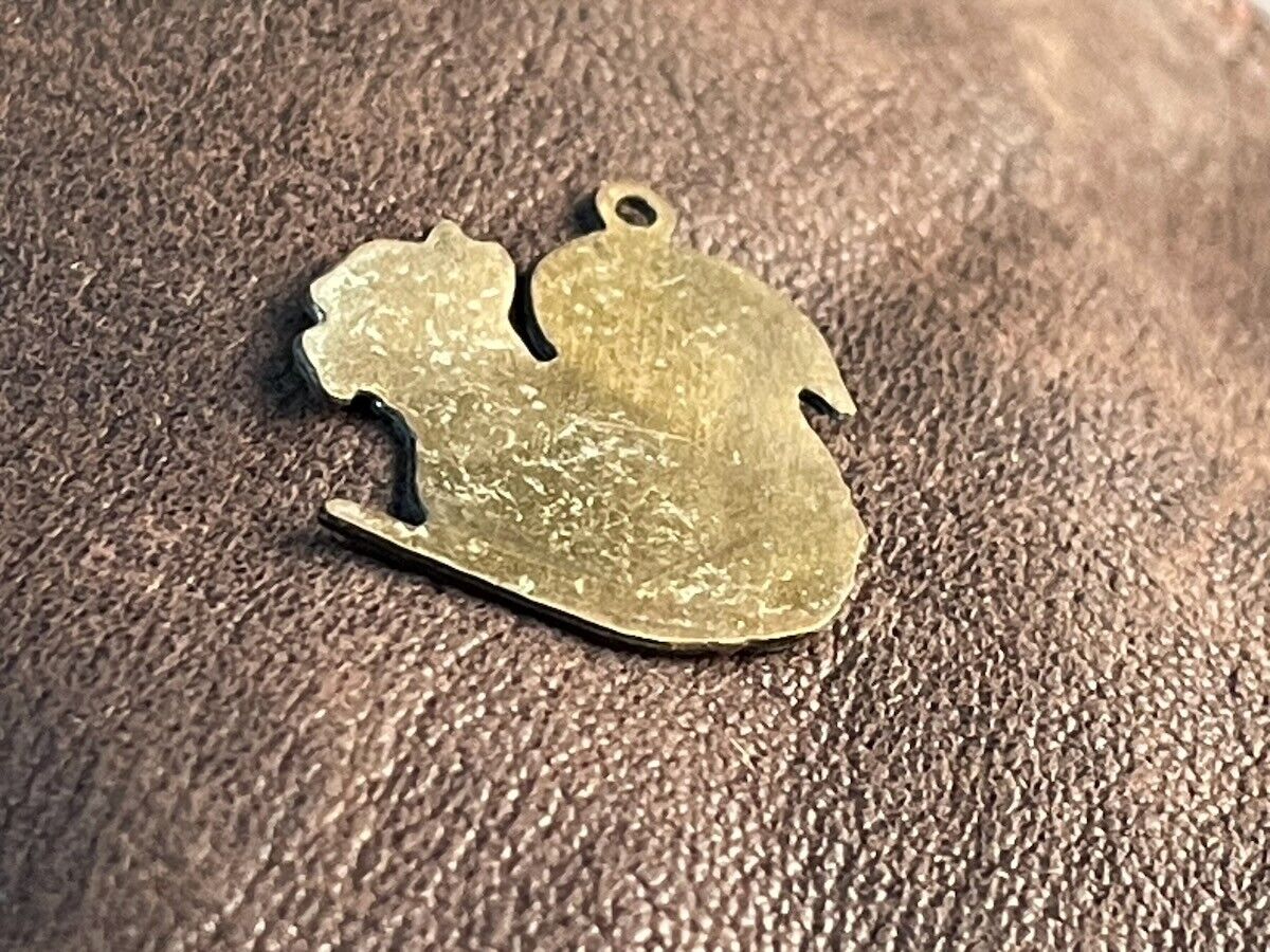 tiny vintage squirrel - brass pendant charm critter trinket woodland creature