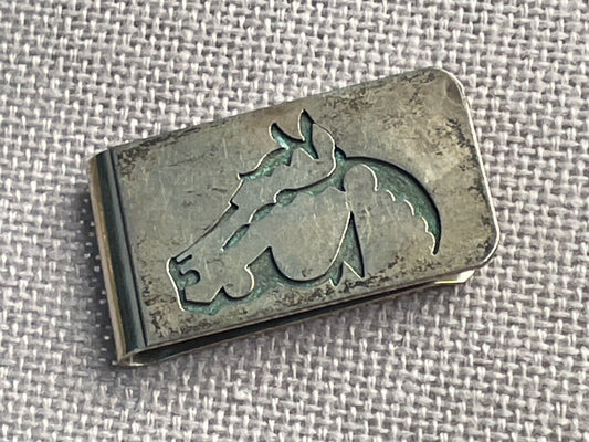 Mona Van Riper horse cutout Sterling Silver Money Clip vintage Native
