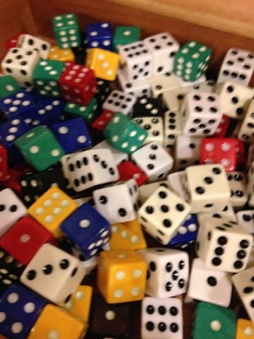 Vintage playing dice - by the pair, choice of color