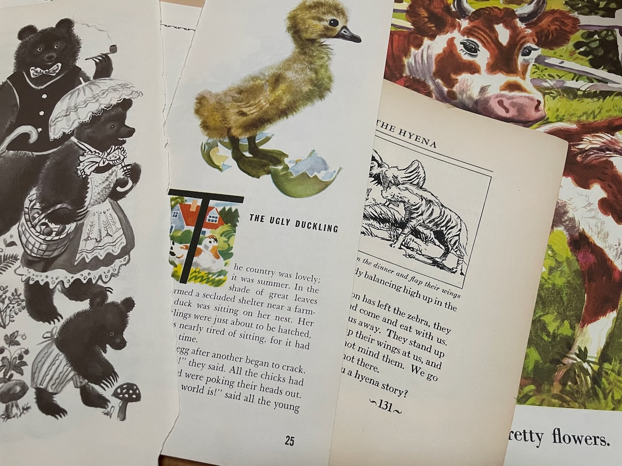 1/8 lb of vintage children’s book pages with Animals for scrapbooking, journaling, crafting / old paper pages for junk journals, ephemera