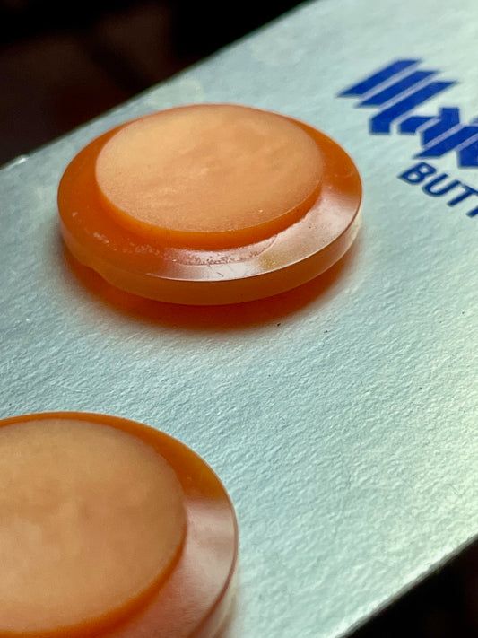2 orange  vtg plastic buttons | shank style | size 36/0.88" | new old stock | made in Japan