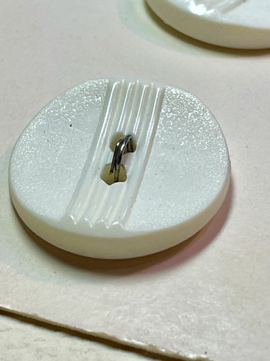 2 white vtg plastic buttons | 2 hole flat | size 23/0.58" | new old stock |