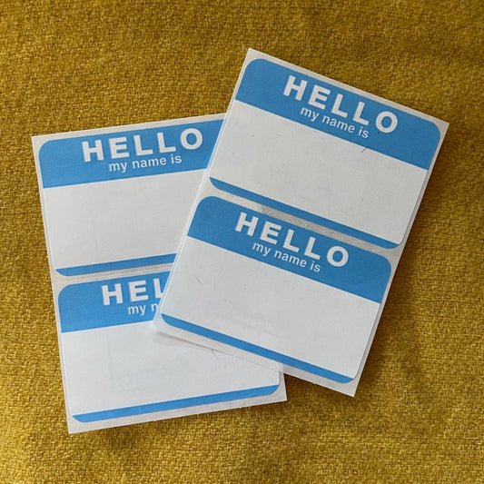 One dozen vintage (new old stock) "get acquainted" badges - HELLO my name is stickers