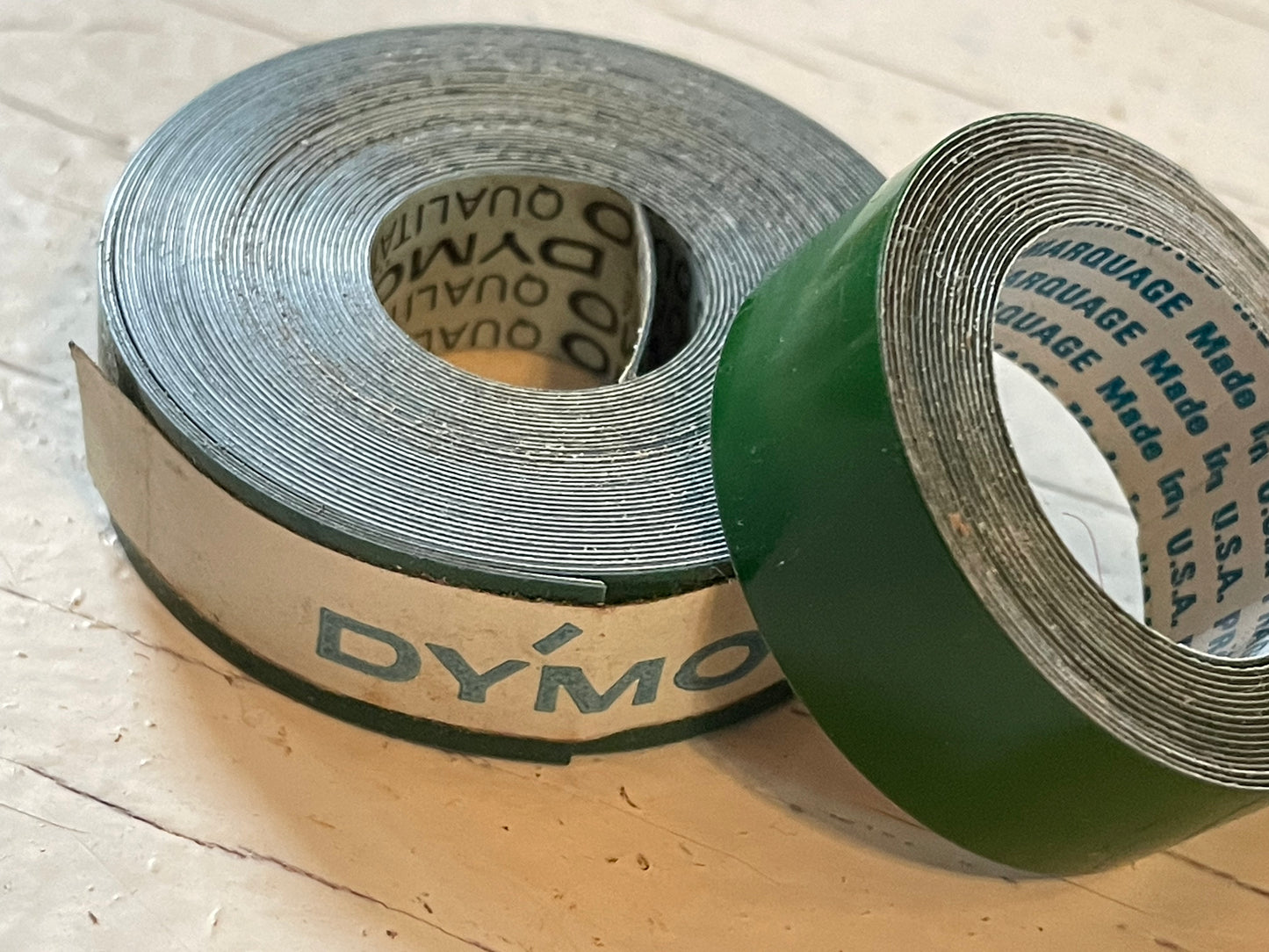 One roll of DYMO or compatible embossing tape in your choice of color and width (3/8, 1/2, 3/4”)