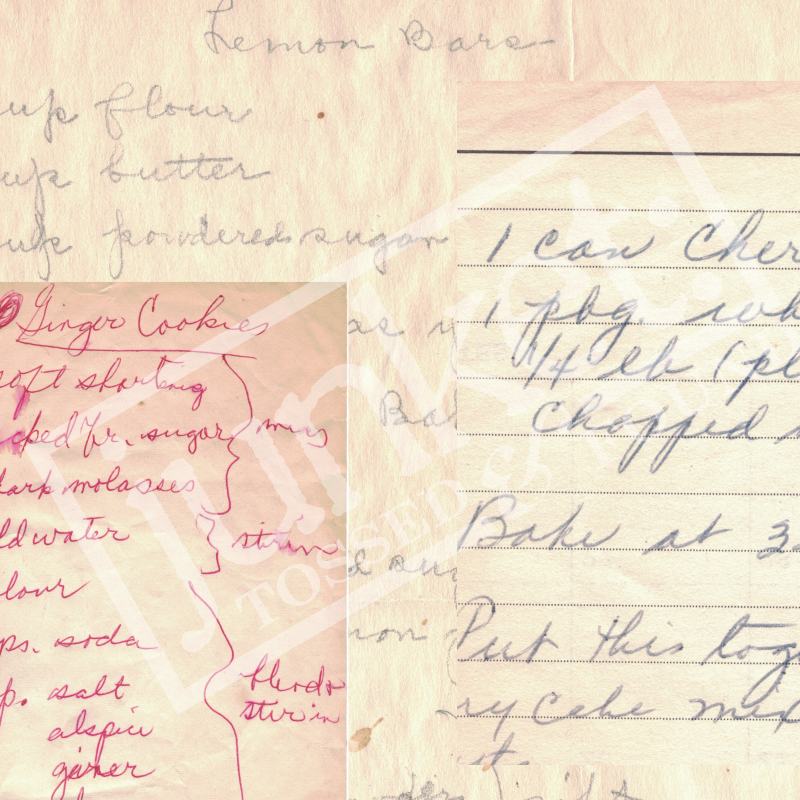 One Dozen Vintage Handwritten Recipes - Instant download digital files: cook, bake, experiment, adapt, art. Mystery Mix 1 - REUSE LICENSE