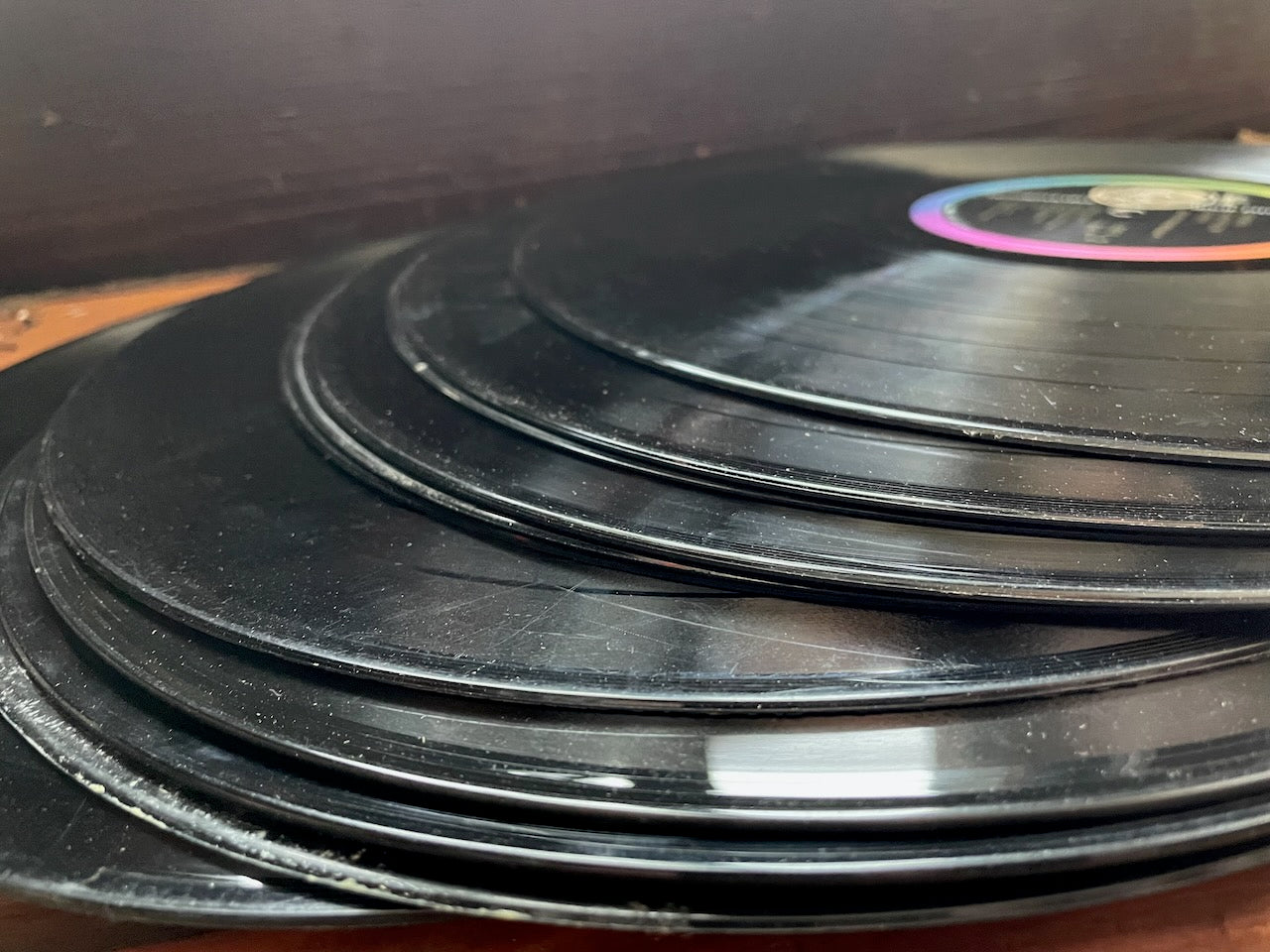 Ten old 33 records for making and displaying: vintage vinyl LPs for craft, reuse, repurpose
