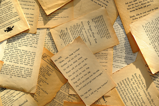 1/8 bundle of vintage children's and young adult book pages - mostly text - for junk journal, scrapbooking, collage / large type text pages
