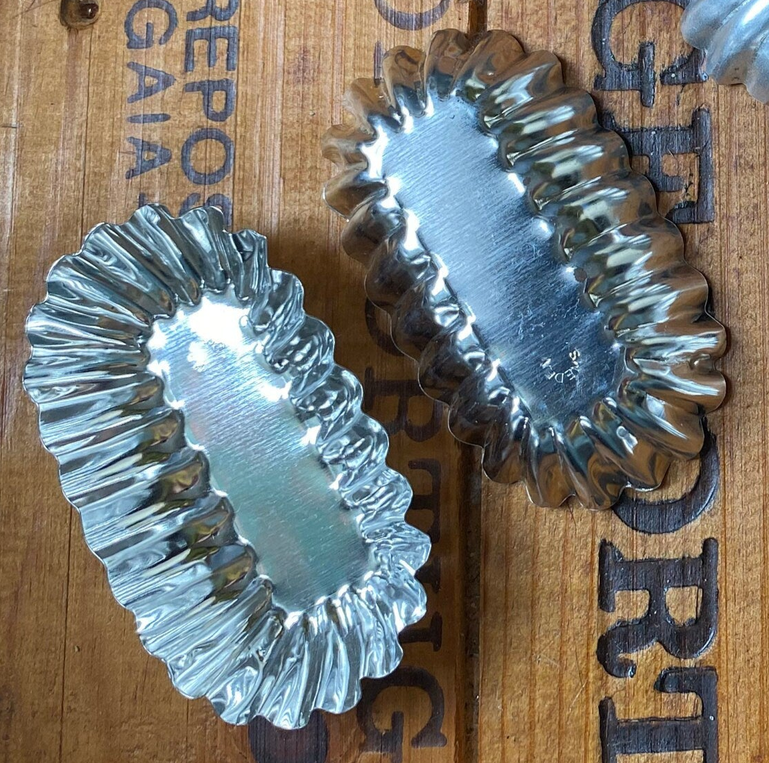 Vintage Sandbakkelse Tins - pick fluted oval, diamond, heart, or round