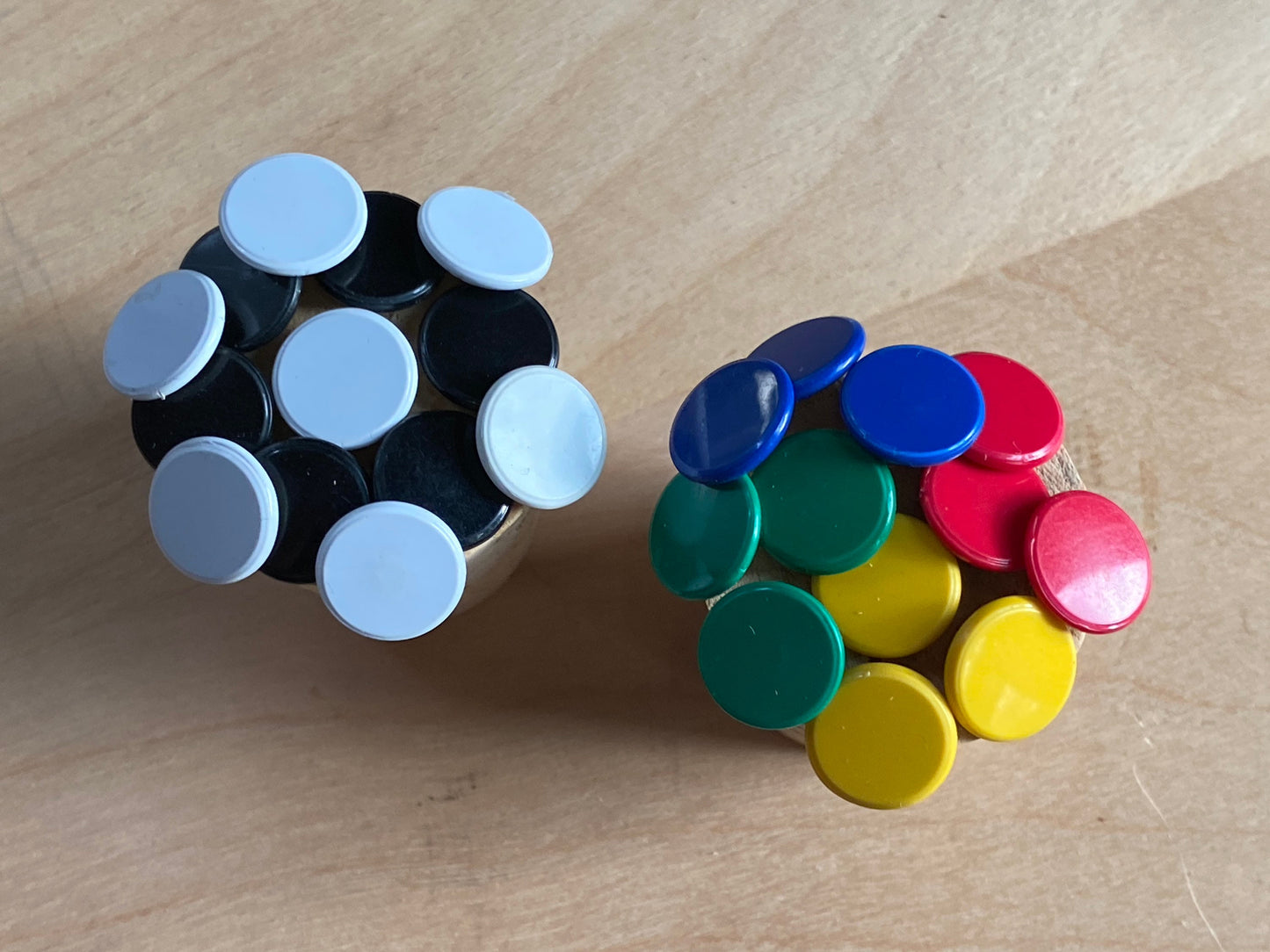 One dozen (12) vintage thumbtacks / VTG office supplies, metal and/or plastic tacks, map pins pushpins
