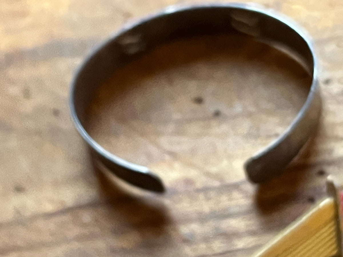 Vintage Sterling Silver Suede Cuff Bracelet | Modernist Mixed Media Studio Jewelry