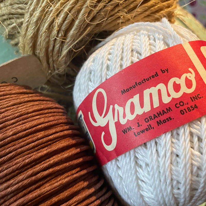 5 yards of vintage cotton parcel twine: 1950s new old stock