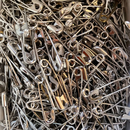 One dozen vintage, rescued metal safety pins. Choice: small, medium, large, or assorted. Secondhand sourced / ethical goods