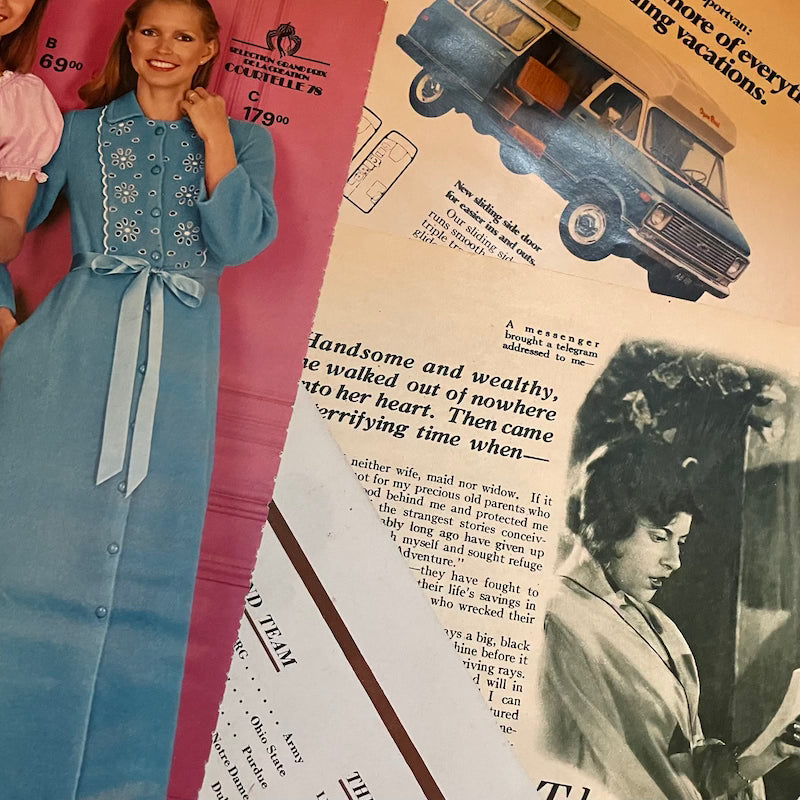 Salvaged Papers: 1/8 lb mix of true vintage magazine pages, 1930s-early 90s