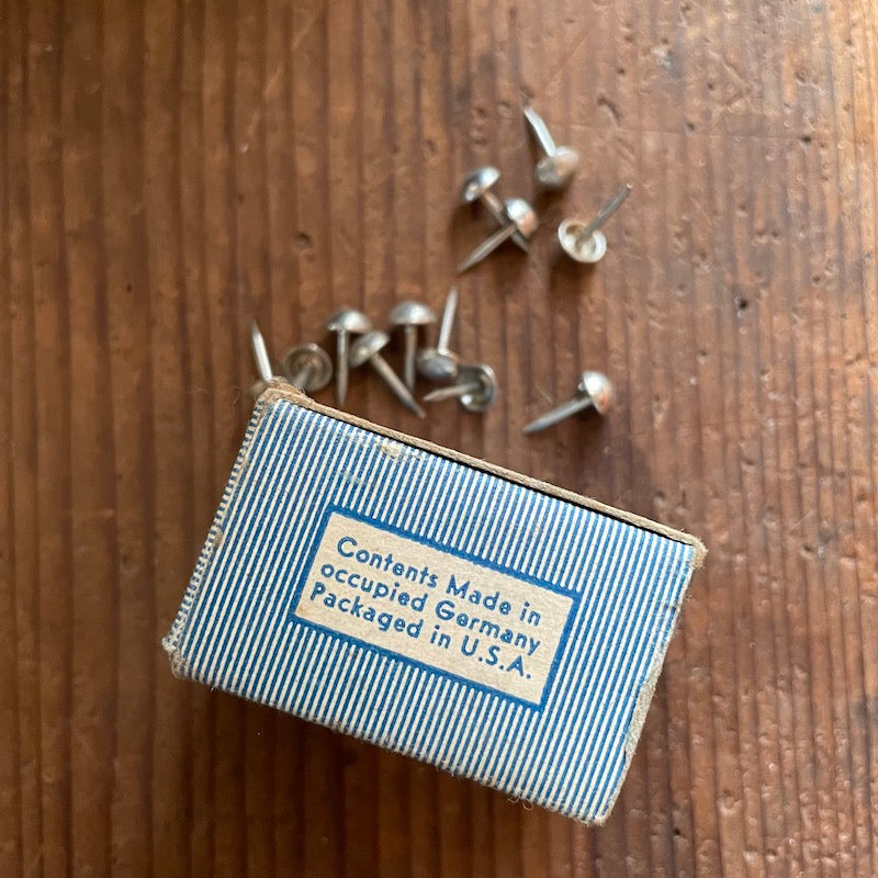One dozen "Safepin" 5mm dome-top tacks (brass or steel)