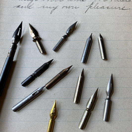 One dozen vintage pen nibs - assortment
