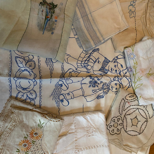 Stash Builder: 1/8 lb of vintage hand-stitched textiles