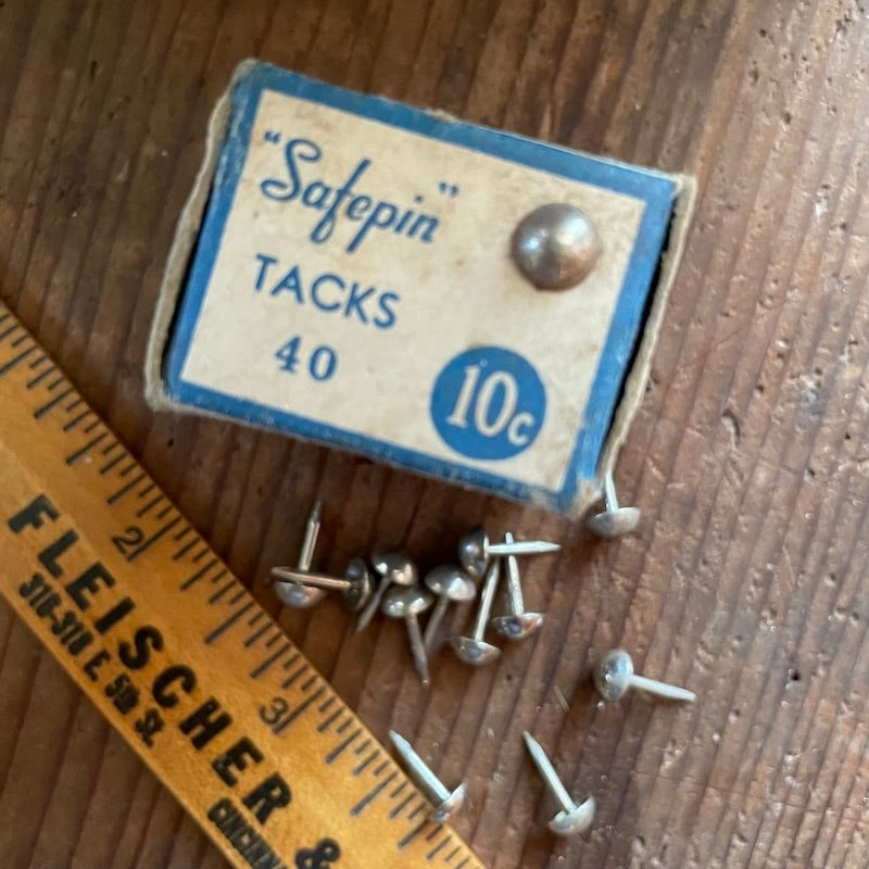 One dozen "Safepin" 5mm dome-top tacks (brass or steel)