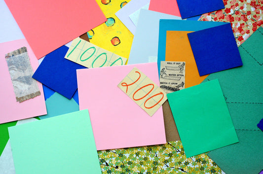 colorful paper scraps: 1/8 lb bundle for junk journals, scrapbooking, crafts, collage
