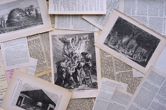Salvaged Salvation? 1/8 lb mix of true vintage religious book pages & papers