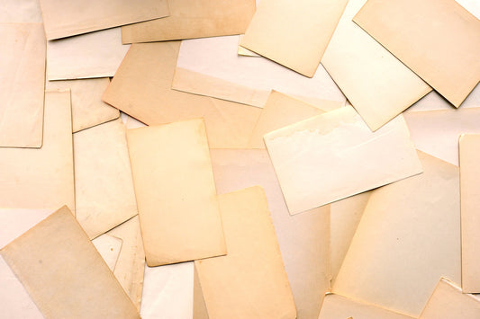 1/8 lb of original vintage salvaged blank book pages and aged papers for art, letter writing, creative reuse