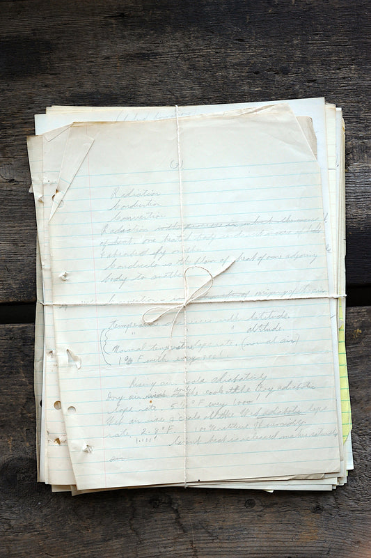 1/8 pound vintage mix of original handwritten papers: notes, lists, letters, more...