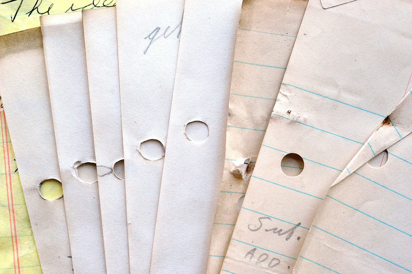 1/8 pound vintage mix of original handwritten papers: notes, lists, letters, more...