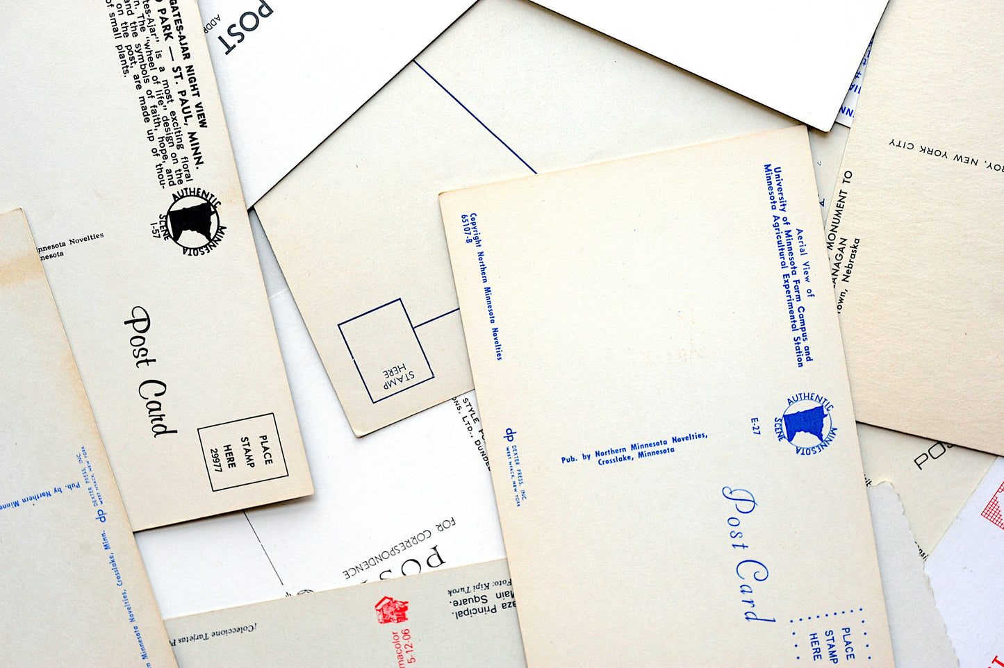 One dozen vintage unused color postcards