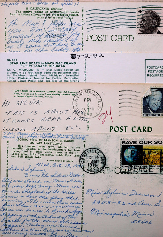 Vintage postcards: one dozen used, full color