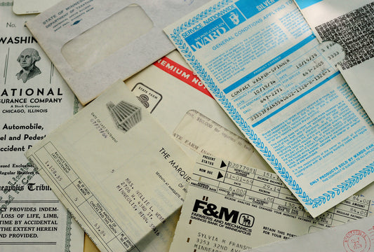 Papers for repurposing: 1/8 lb mix of vintage records/paperwork/documents