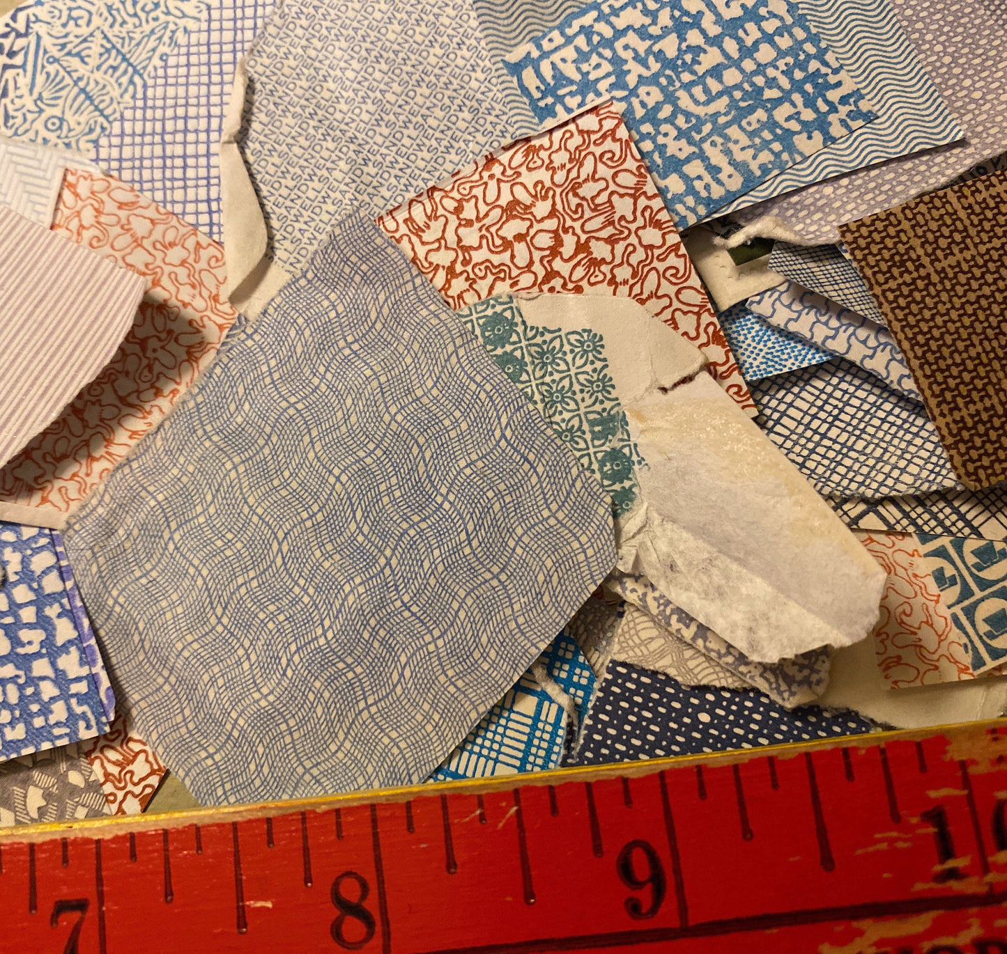 Ten (10) gram assortment of vintage to modern security envelopes & parts for re-purposing, DIY, book arts, ephemera pieces