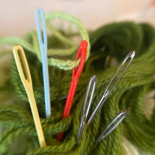 Kid-friendly yarn darner: Ethically sourced/secondhand supply blunt tipped sewing needle. Gently used and/or new old stock, metal or plastic