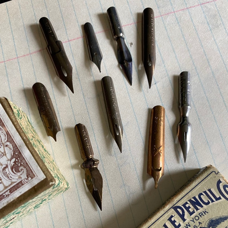 Assortment of 6 Brause calligraphy nibs