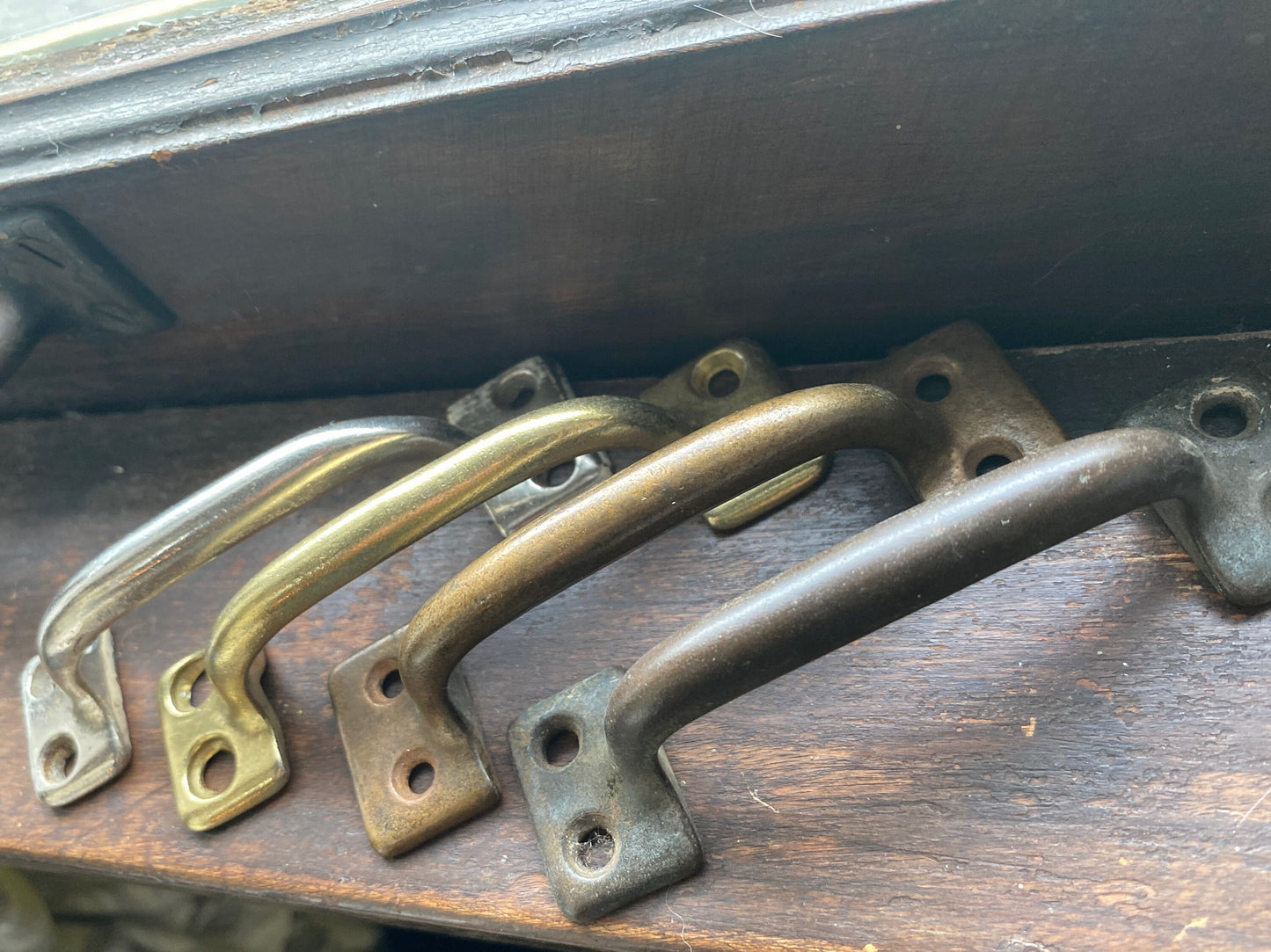 Choice: one window sash lift / vintage or antique / chrome brass cast iron copper clad / DIY reuse drawer pull handle 4”