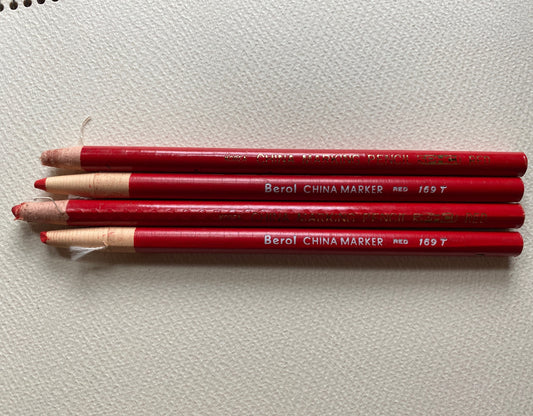 Paper wrapped marking pencil / color choice: red orange yellow green blue black white / new old stock / peel-away china marker grease pencil