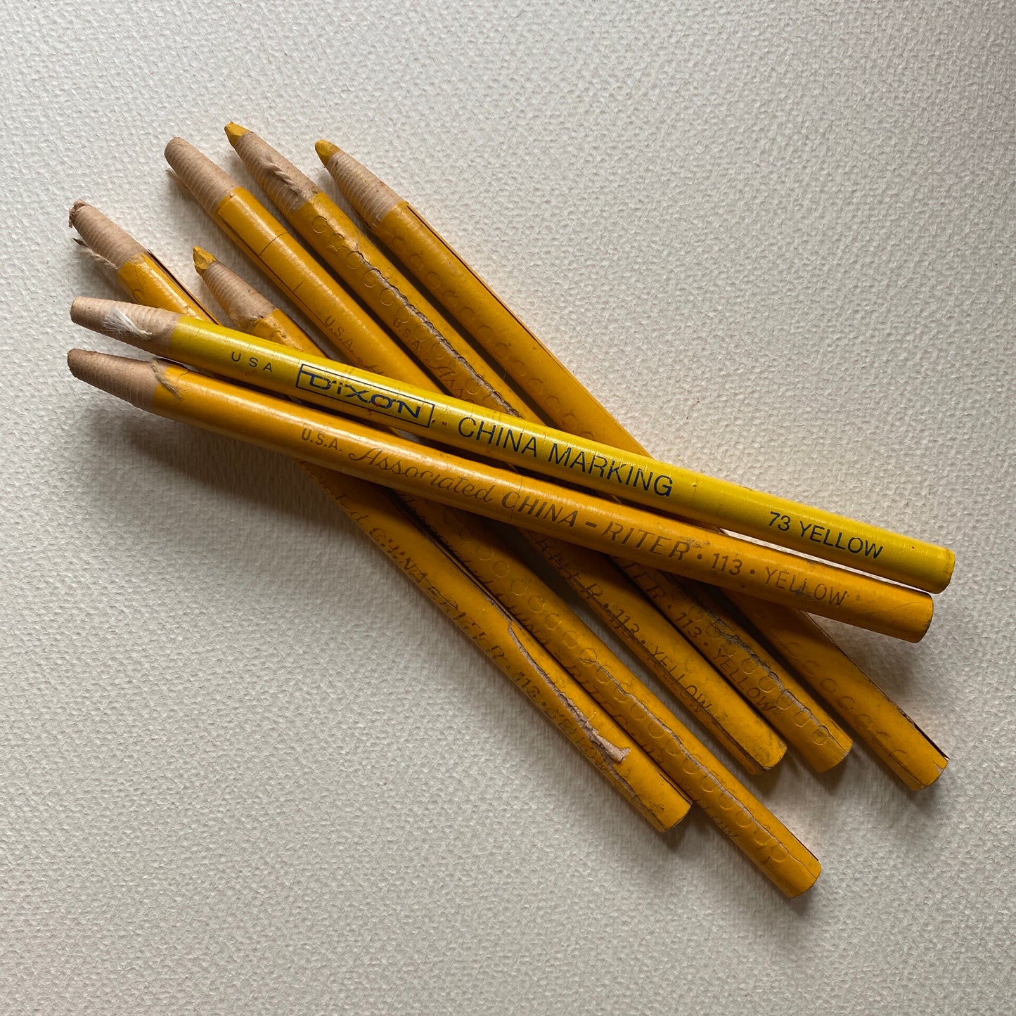 Paper wrapped marking pencil / color choice: red orange yellow green blue black white / new old stock / peel-away china marker grease pencil