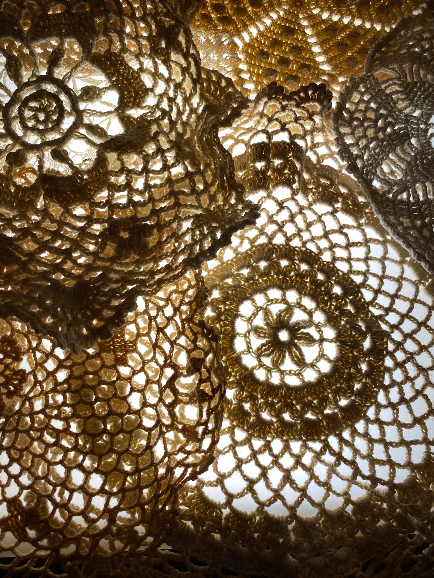 Bundle of six vintage and antique cotton doilies, 4-12" diameter, cottage core, creams & whites, for creative uses and visible mending